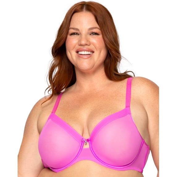 Women's Curvy Couture 1311 Sheer Mesh Unlined Underwire Bra (Flirt 42H)