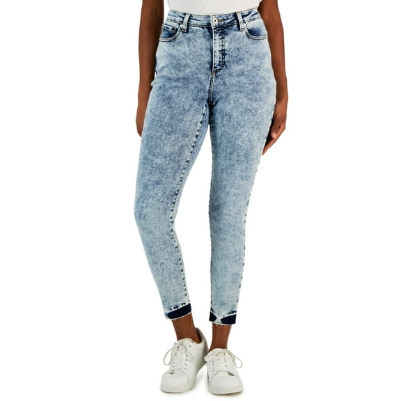 Women's Curvy High-Rise Acid-Wash Skinny Jeans Medium Indigo 0