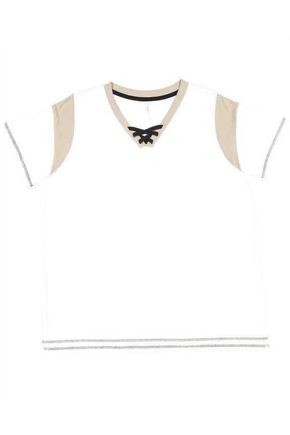 Women's Curvy Lace Up Fine Jersey Tee