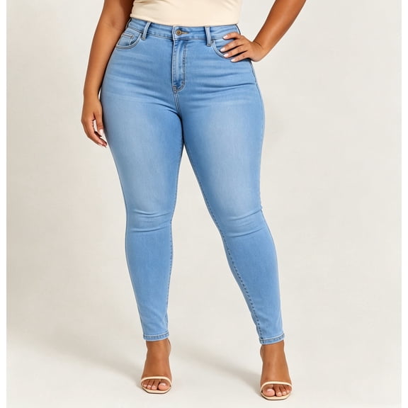 Women's Curvy Plus Size High Waisted Stretchy Skinny Jeans Comfort Denim Pants For Everyday&Back To School