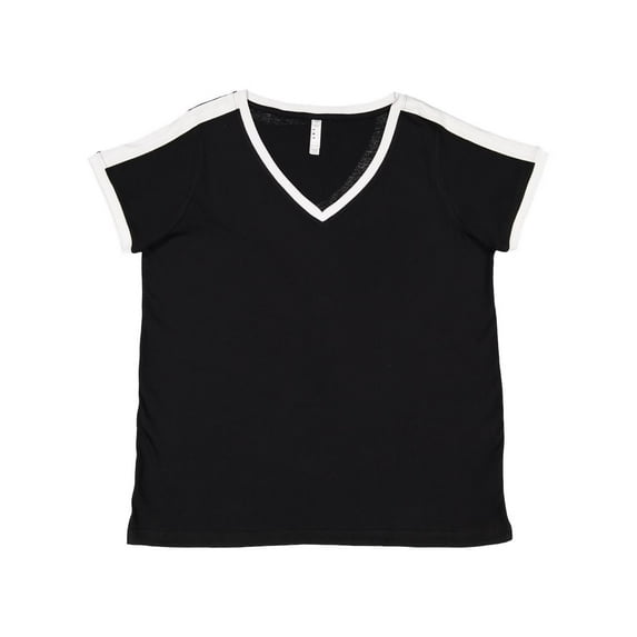 Women's Curvy Retro Ringer Premium Jersey V-Neck Tee