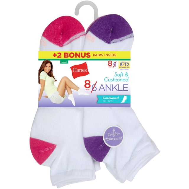 Women's Cushioned Ankle Socks 6+2 Bonus Pack