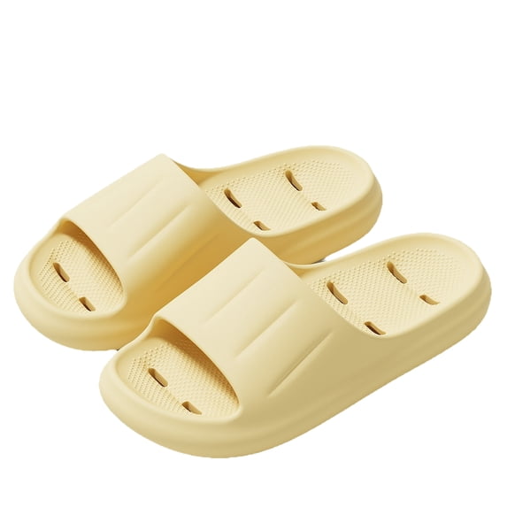 Women’s Cushioned Thick Sole Shower Slides, Quick‑Dry Drainage Hole House Slippers, Non‑Slip Open‑Toe EVA Indoor Slippers for Bathroom Home Use Yellow