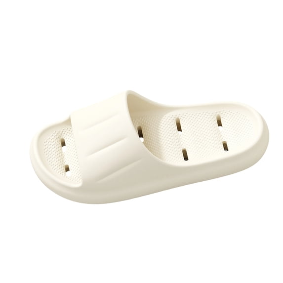 Women’s Cushioned Thick Sole Shower Slides, Quick‑Dry Drainage Hole House Slippers, Non‑Slip Open‑Toe EVA Indoor Slippers for Bathroom Home Use White