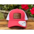 thumbnail image 1 of Women's Custom Name Leather Patch Trucker Hat Personalized Monogram Cap for Her, Unique Gift for Mom, Ponytail Hat for Nana, 1 of 3