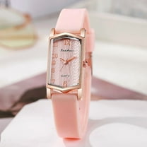Women's Cut Mirror Silicone Strap Rectangular Quartz Watch