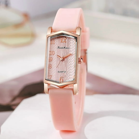 Women's Cut Mirror Silicone Strap Rectangular Quartz Watch