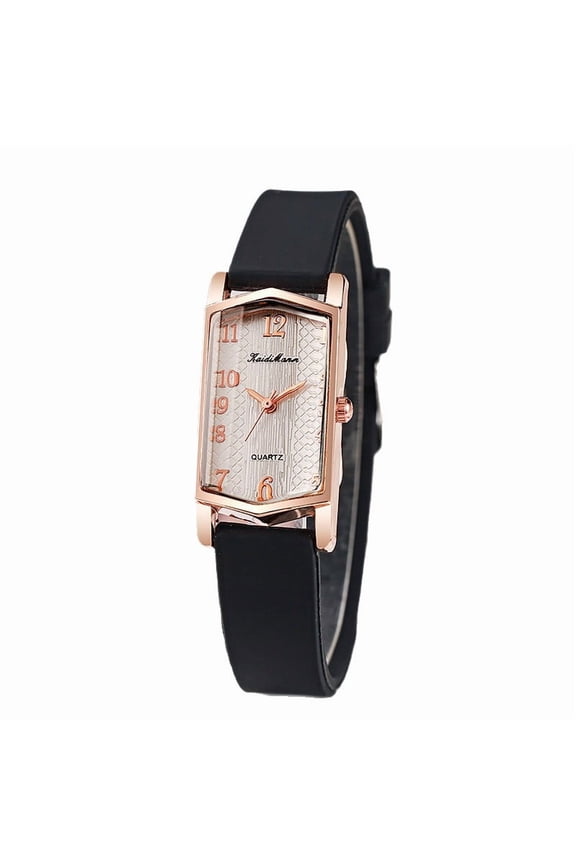 Women's Cut Mirror Silicone Strap Rectangular Quartz Watch