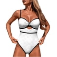 thumbnail image 1 of Women's Cut Out Colorblock One Piece Swimsuit Tie Back Swimwear Bathing Suit White S, 1 of 4