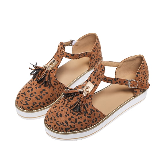 Women's Cut Out Loafers Tassel Pendant Closed Toe Ankle Strap Sandals Casual Summer Fashion Platform Walking Shoes