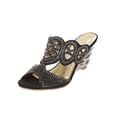 thumbnail image 1 of Women's Cut Out Rhinestone Slide Dress Sandal-BLACK-6, 1 of 5