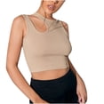 thumbnail image 1 of Women's Cut Out Sleeveless Round Neck Slim Fitted Ribbed Tank Crop Top Summer Cami Croset Tops Streetwear, 1 of 7