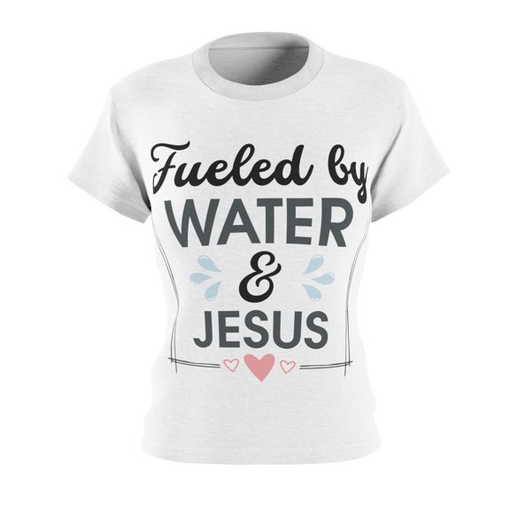 Women's Cut & Sew Tee (AOP) Fueled By Water and Jesus