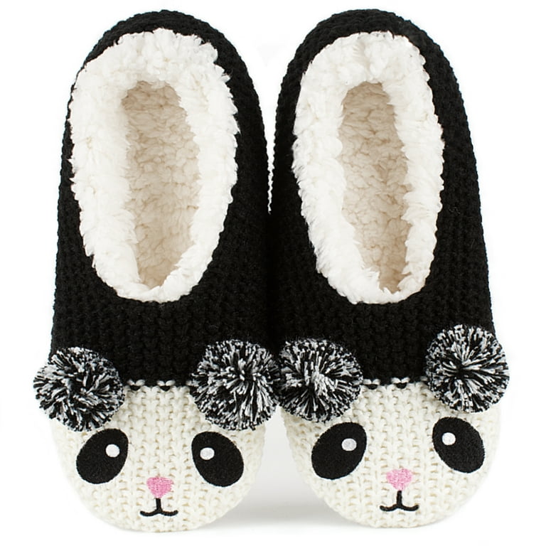 Women's Cute Animal House Slippers Non-slip Grippers, Comfy Warm Indoor Fluffy  Soft Bedroom Fuzzy Sock Shoes, Winter Christmas Cozy Funny Panda Gifts  Unique Teen Girls Size 4-6 