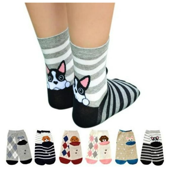 Women's Cute Art Cartoon Colorful Casual Crew Cotton Animal Socks