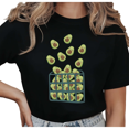 thumbnail image 1 of Women's Cute Avocado Basket Graphic Kawaii Fruit Lover Casual T Shirt Breathable Short Sleeve Round Neck Top Black S-5XL, 1 of 5