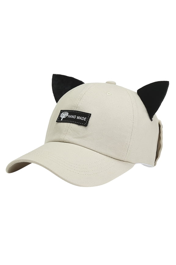 Women's Cute Baseball Cap with 3D Cat Ear Design Trendy Color Block Design Outdoor Sun Hat Lightweight Breathable Versatile Casual Hat Beige One Size