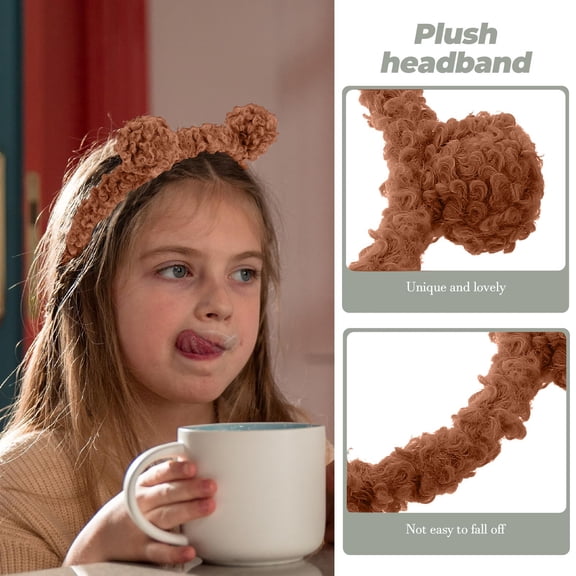 Women's Cute Bear Ear Headband, Soft Animal Ear Hair Band, Non-Slip Makeup Headband, Adjustable Hair Accessory, Fun Animal Ear Headwrap, Gift Idea - Brown