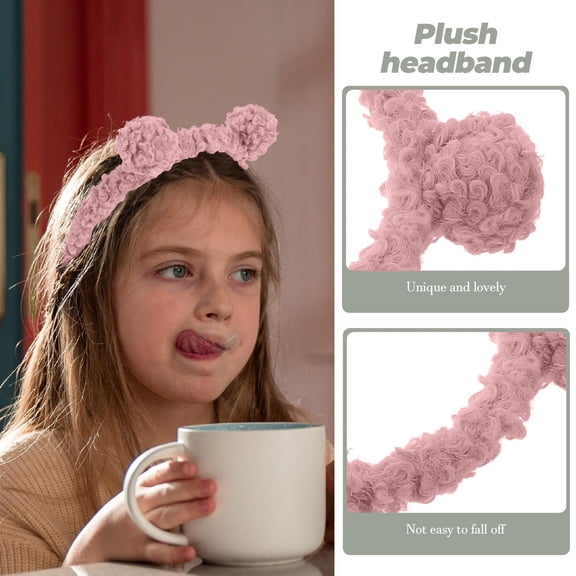 Women's Cute Bear Ear Headband, Soft Animal Ear Hair Band, Non-Slip Makeup Headband, Adjustable Hair Accessory, Fun Animal Ear Headwrap, Gift Idea - Pink