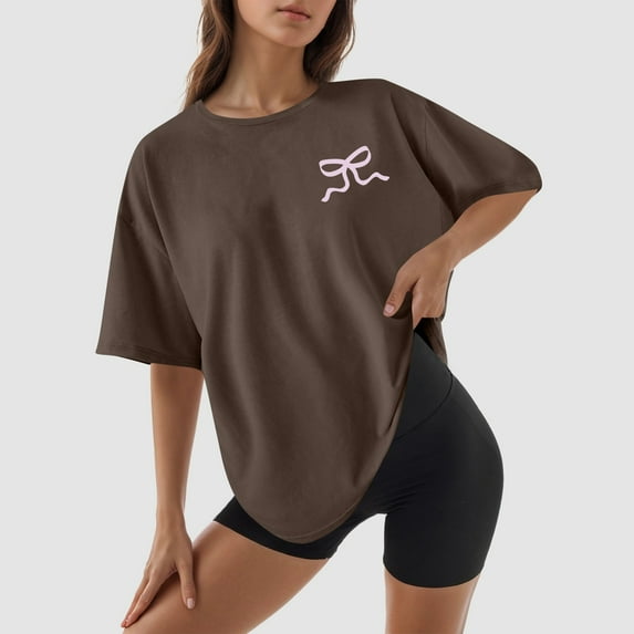 Women's Cute Bow Sweatshirt Round Neck Long Sleeve Oversized Hoodie Teenage Girls' Sweatshirt Ladies Shirt Long Sleeve Valentines Day Shirts for Women Compression Long Sleeve Women Workout Top plus