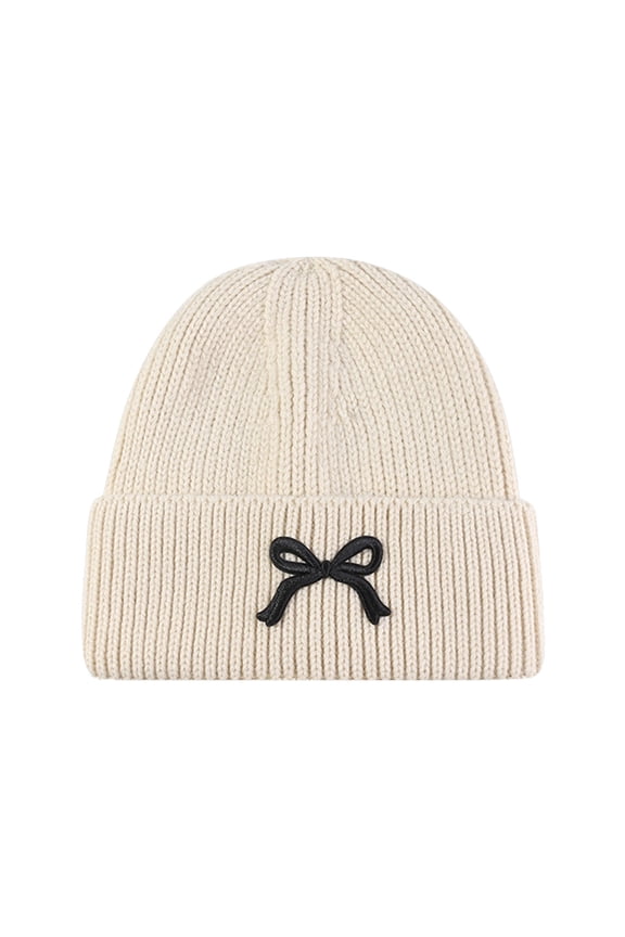 Women's Cute Bow Tie Beanie Fashion Knit Skull Cap Winter Warm Y2k Hats