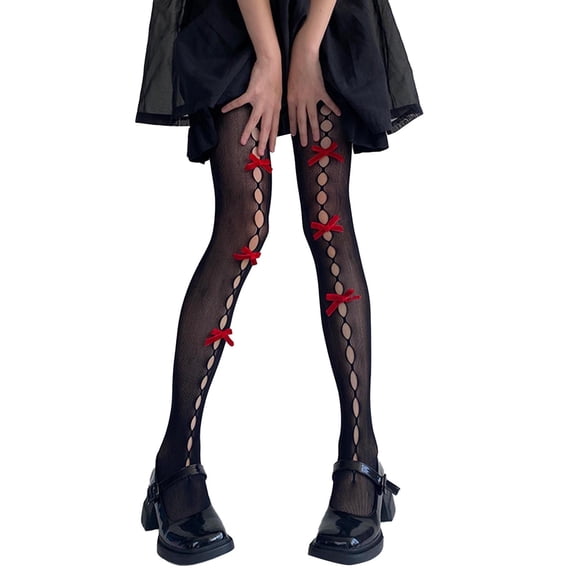 Women's Cute Bow Tights, Mesh Stockings – 80s 90s Gothic Lace, Comfy with Sweet Details, Casual & Theme Outfits,D,One Size,Dailypoc,stockings for women
