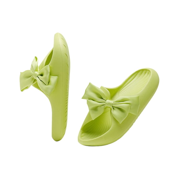 Women's Cute Bowknot Flip Flops Fashion Casual Thick Bottomed Slippers Summer Bathroom Bath Shoes Mint Green 37