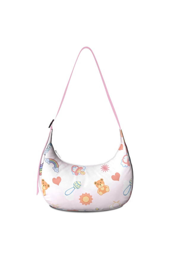 Women’s Cute Cartoon Shoulder Bag – Fun Playful Kids Kawaii Sketch Crossbody Purse Featuring Colorful Rainbow Moon, Stars, Planets, and Space Characters, Lightweight Water-Resistant Tote