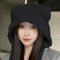 thumbnail image 1 of Women's Cute Cat Ear Plush Hat, Soft Fuzzy Surface Winter Beanie, Warm Fluffy Ear Protection, Fashion Winter Cap, Cold Weather Outdoor Hat, Cozy Ladies Beanie - Black, 1 of 5