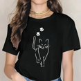 thumbnail image 1 of Women's Cute Cat Graphic T Shirt, Minimalist Cat Paw Print Short Sleeve Tee, Funny Pet Lover Shirt, Casual Cotton Top for Cat Lovers, Everyday Summer Wear, 1 of 9