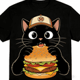 thumbnail image 1 of Women's Cute Cat with Burger Graphic Tee – Fun Animal Lover and Foodie T-Shirt, 1 of 7