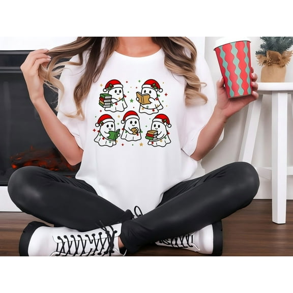 Women’s Cute Christmas Shirt – Festive Holiday Blouse with Cartoon Print, Perfect for Party & Gathering