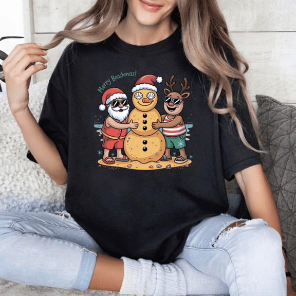 Women’s Cute Christmas Shirt – Festive Holiday Blouse with Cartoon Print, Perfect for Party & Gathering