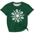 thumbnail image 1 of Women's Cute Christmas Snowflake Print Round Neck Short Sleeve T Shirt Holiday Festive Casual Top Comfortable Soft Fabric, 1 of 2