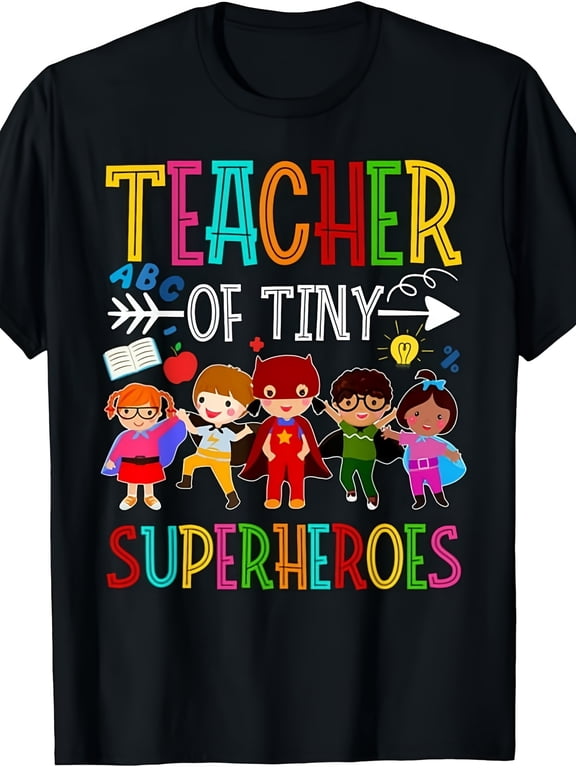 Women's Cute Colorful Teacher of Tiny Superheroes Graphic T-Shirt