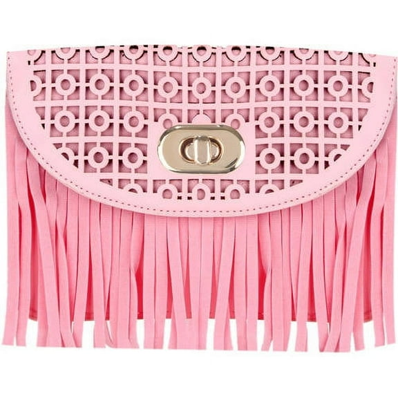 Women's Cute Compact Fringe Purse Shoulder Bag (Fits Cell Phones up to 6.25In x 3.1In)