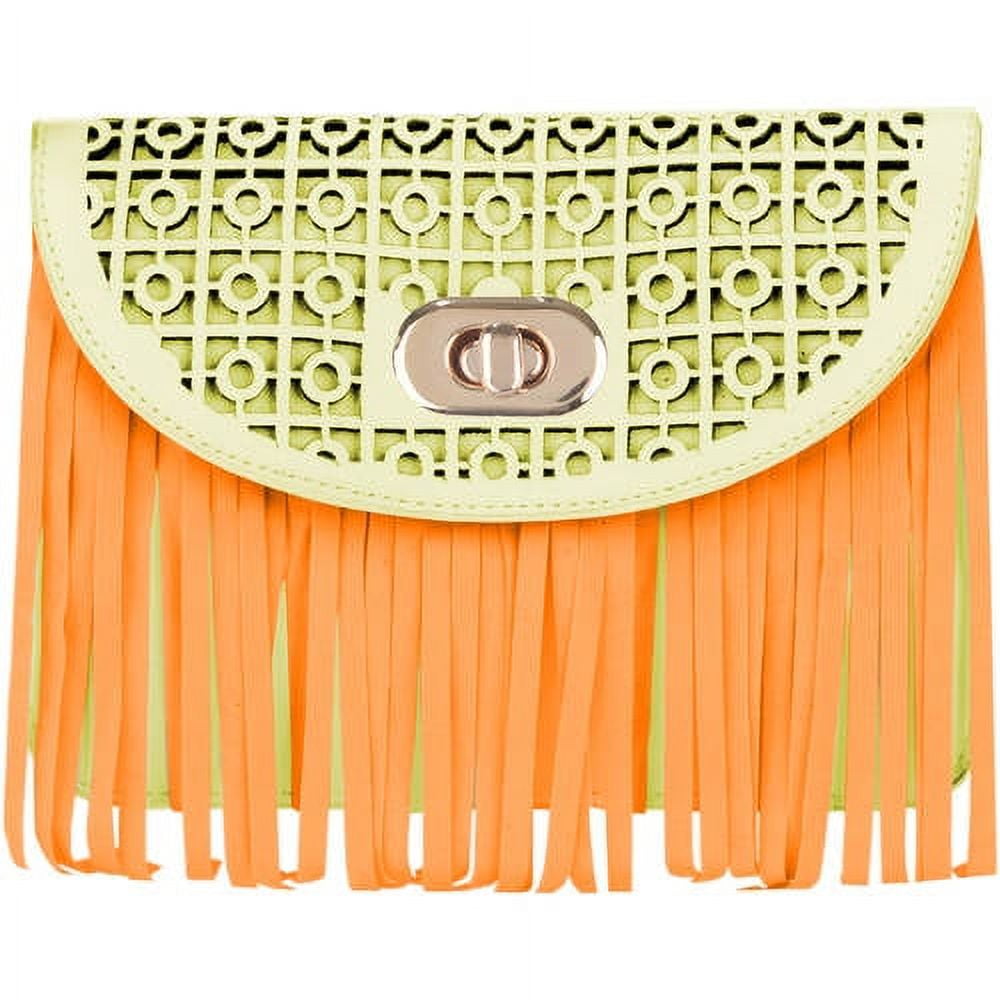 Women's Cute Compact Fringe Purse Shoulder Bag (Fits Cell Phones up to 6.25In x 3.1In)