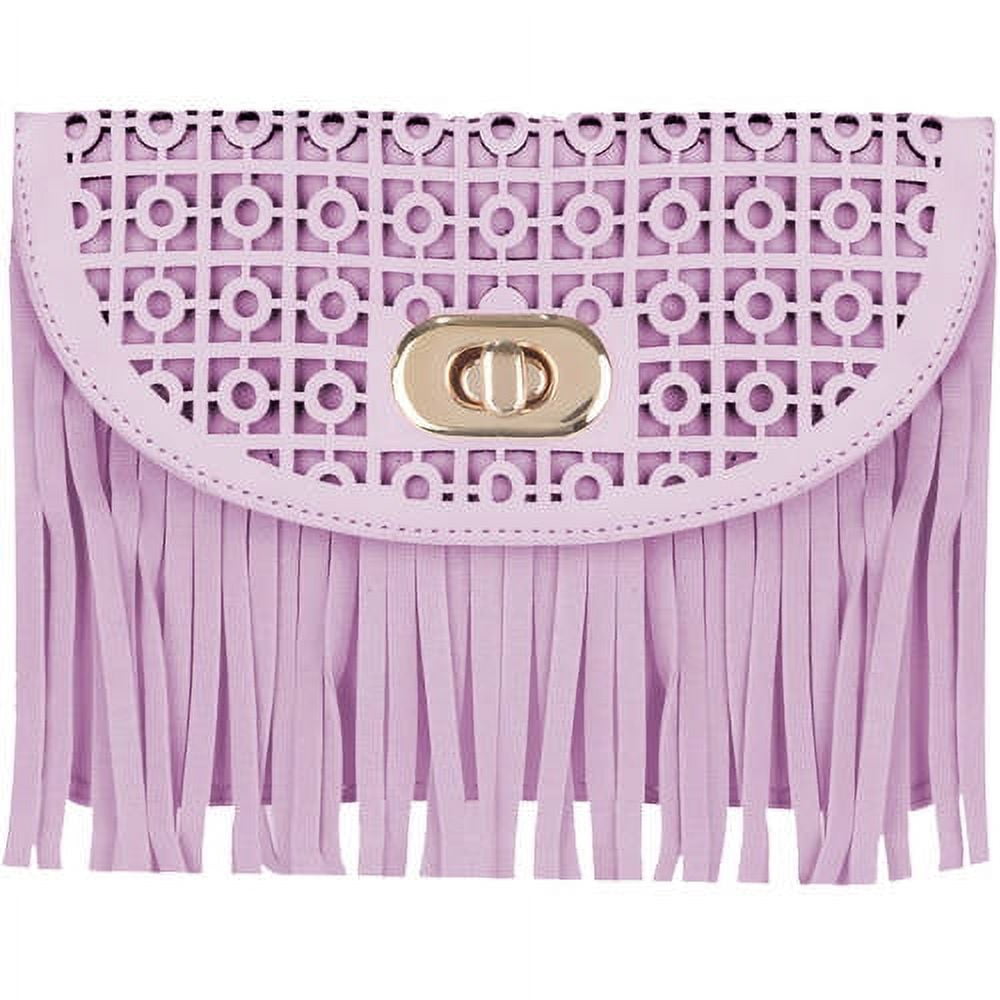 Women's Cute Compact Fringe Purse Shoulder Bag (Fits Cell Phones up to 6.25In x 3.1In)