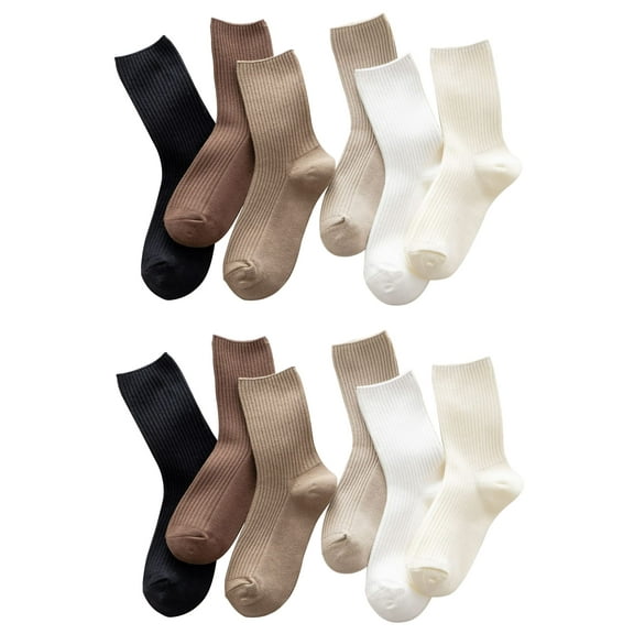 Women's Cute Cotton Crew Socks Neutral Aesthetic Slouchy Boot Dress Socks Women Girls 12 Pairs Set