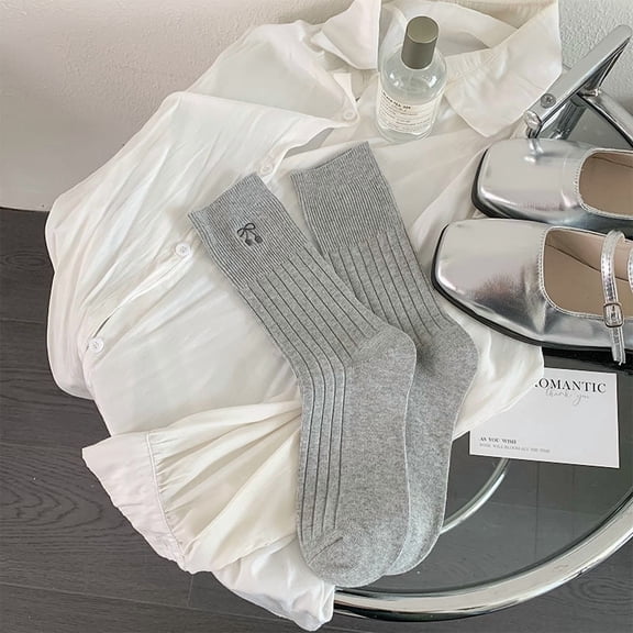 Women's Cute Crew Socks, Casual Athletic Bowknot Cherry Calf Novelty Socks