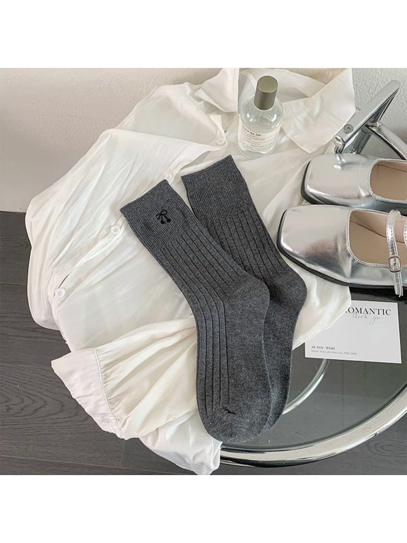 Women's Cute Crew Socks, Casual Athletic Bowknot Cherry Calf Novelty Socks