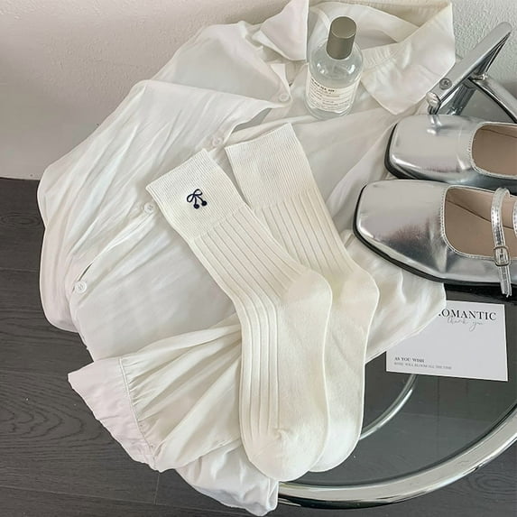 Women's Cute Crew Socks, Casual Athletic Bowknot Cherry Calf Novelty Socks