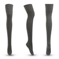 thumbnail image 1 of Women's Cute Crew Socks, Fall Winter Women Striped Solid Color Cotton Knit Over-the-Knee Stockings New Women Casual Calf Socks Style B-57 Dark Gray One Size, 1 of 2