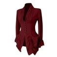 thumbnail image 1 of Women's Cute Deep Neck Tops Long Sleeve Renaissance Pirate Shirt Gothic Peasant Pure Ruched Corset Top Blouse, 1 of 5