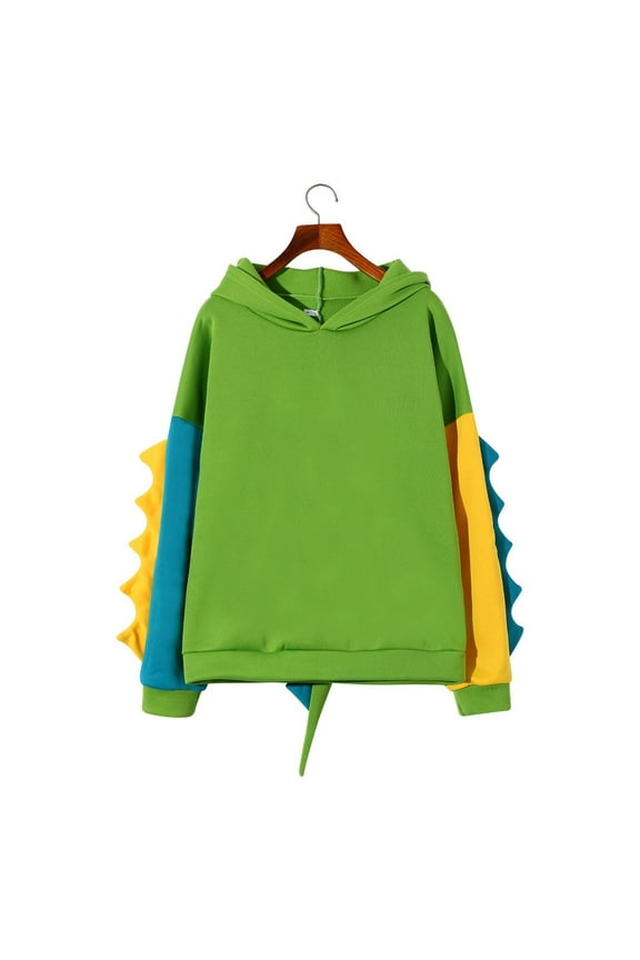 Women's Cute Dinosaur Hoodie Cartoon Long Sleeve Splice Pullover Casual Loose Cosplay Custome Tops