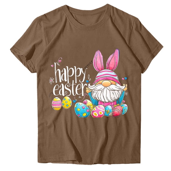 Women's Cute Easter Bunny Tee Tops - Short Sleeve Crewneck Graphic T-Shirt with Floral Rabbit Print Rabbit Graphic Tee