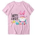 thumbnail image 1 of Women's Cute Easter Bunny Tee Tops - Short Sleeve Crewneck Graphic T-Shirt with Floral Rabbit Print Spring Holiday Blouse, 1 of 5