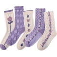thumbnail image 1 of Women's Cute Floral Socks Ruffle Frilly Aesthetic 3D Flower Cottagecore Dress Sock 5 Pairs, 1 of 7