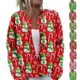 thumbnail image 1 of Women's Cute Fun Christmas Sweater Long Sleeve Knitted Sweater for Fall and Winter, Festive Holiday Wear, Perfect as Christmas Sweaters for Women and Christmas Gifts,Green,Size 2XL, 1 of 7