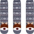 thumbnail image 1 of Women's Cute Fuzzy Cozy Super Warm Christmas Xmas Animal Indoor Outdoor Cabin Crew Home Socks, 3 Pairs, 01 Reindeer, 1 of 6